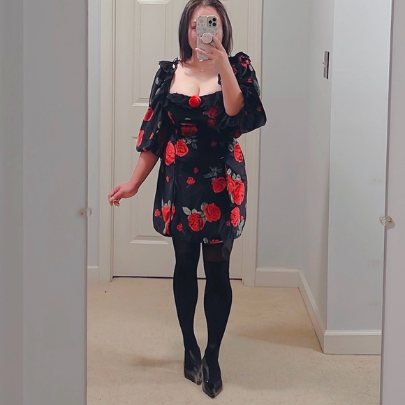 For Love & Lemons Yara Mini Dress Size MM / Black - Picture 4 of 5